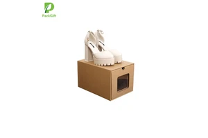 Corrugated Paper Packaging Drop Front Shoe Storage Box With Custom Logo
