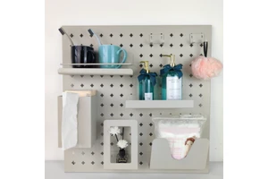 Metal Pegboard Shelf Wall Storage Hanging Rack for Kitchen Bedroom Bathroom Combination for Home Organization