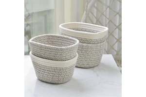 Vintage Eco-Friendly Cotton Rope Storage Basket For Household Items Toys Laundry Blanket Closet Storage