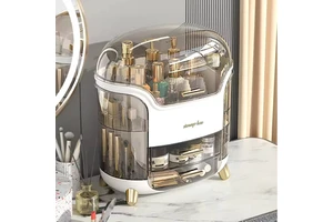 Large Capacity Plastic Makeup Cosmetics Container Desktop Storage Box Jewelry Organizer with Drawer