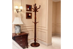 Modern Durable American Wooden Coat Rack Freestanding Hall Tree 195cm Entryway Storage Stand Hat Hooks Solid Living Room Hotel