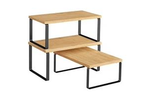 For Cabinet Organizer Shelf Set 3 Kitchen Counter Shelves Storage Spice Rack Stackable Expandable Non-Folding Standing Ink