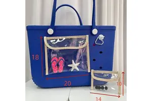 Waterproof EVA Cosmetic Makeup Pouch for EVA Beach Bag Accessories Zipper Insert Organizer Beach Tote Storage Bag for Travel