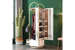 Luxury Modern Furniture Stainless Steel Frame Storage Rotating Clothes Coat Rack