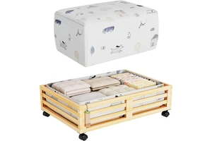 Custom Bamboo Under Bed Storage Organizer Containers With Wheels