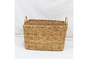 Plastic Woven Large Eco-Friendly Laundry Basket Rectangle Storage Bin with Handles for Home Organization