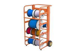 JH-Mech Automotive Wiring Storage Rack Portable Multi-Spool Wire Cable Dispenser Metal Wire Spool Rack with Wheel
