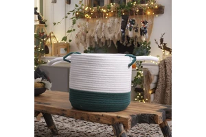 A Christmas-themed Storage Basket with a Handle