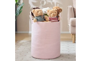 Large Capacity 68L Eco-Friendly 100% Cotton Laundry Hamper Woven Rope Tall Handles Detachable Design Customized Color Basket