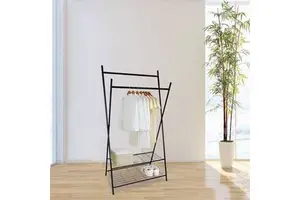 Best-selling Black Classic Durable Metal Garment Rack Single Tier Coat Rack Storage Holder for Wardrobe