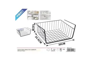 Black Under Cabinet Metal Basket 30x24.5x14 cm Stylish Storage Solution Model 8445542511188