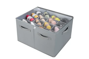 Space Saving Foldable Shoe Organizer Gray Shoe Box Storage for Closet