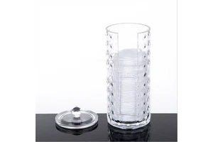Cosmetic Storage Round Dustproof 1L Light Luxury Transparent PP Plastic Storage Box with Lid for Makeup Removal