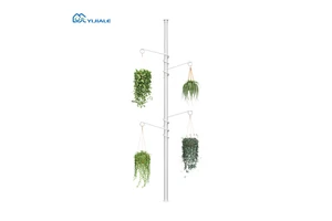YIJIALE Modern Balcony 4 Hooks Indoor/Outdoor Garden Wall Shelf Adjustable Metal Flower Pot