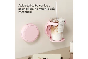 Wall-mounted Single Tier Folding Plastic Cup Rack Punch-free Cartoon Beverage Shelf Extendable Storage Home