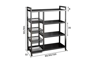 Kinno 4-Tier Stainless Steel Square Tube Corner Shelf Storage for Kitchen & Bathroom Wall Cabinet Space