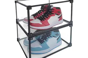 Custom Logo Clear Magnetic Acrylic Shoe Boxes Injection-Technics Office Organizer for Shoe Storage De Zapatos