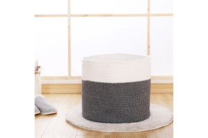 Black and White Woven Cotton Rope Storage Basket