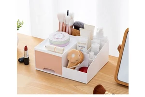 Cosmetic Storage Box Double-Deck Plastic Storage Box Desktop Clear Jewelry Plastic Makeup Drawer Organizer Storage Box