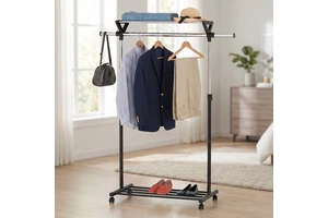 Modern Freestanding Steel Coat Rack With Shelf And Hat Rack For Bedroom Storage