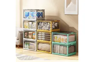 Boxes Lid New Plastic Under Bed Stackable Foldable Storage Bins Box Clothes Organizer Plastic