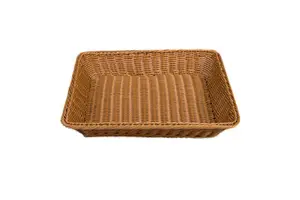 Food Grade Plastic Strap Woven Storage Bread Serving Basket for Bread Fruit Vegetables Food Serving