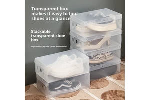 33/20/12cm Unisex Foldable PP Plastic Dustproof Moistureproof Transparent Flip-Top Minimalist Shoe Box Simple Storage Factory