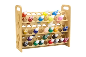 Educational DIY 3-Layer Bamboo Paint Organizer Rack With Custom Logo Multi-Functional Brush Organizer Art Tool Storage Container
