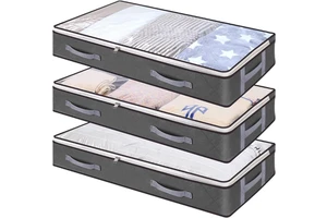 Lavinia 90L Square Foldable Non-woven Bed Storage Bin Underbed Closet Organizer Storage Box for Clothing 10kg