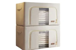 Large Capacity Foldable Storage Organizer Fabric Home Storage Box for Clothes Quilt Blanket Wardrobe Clothing Organizer