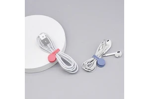 New Products 2026 Factory Silicone Magnetic Cable Organizer Data Cable Winder Clip Storage Durable for Travel/Desktop