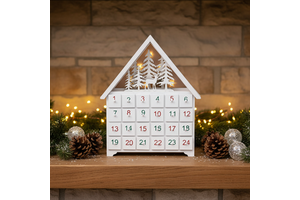Modern Wooden Christmas Advent Calendar LED Lighting White House 24 Drawers Candy Storage Countdown Box Home Holiday Decoration
