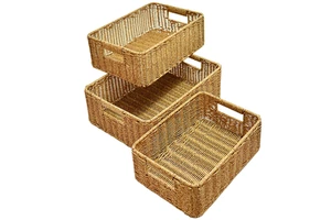 Hand Woven Storage Basket,with Built-in Iron Frame,Home Decoration,organization,Natural Color