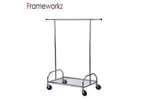 Heavy Duty Moving Clothing Rack With Wheels Wire Storage Coat Stands