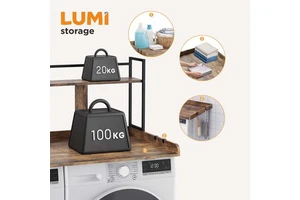 WMS14-02 Waterproof Laundry Washer Dryer Countertop Topper Board 100KG Heavy Duty Wooden Storage Shelf Non Slip Home Organizer