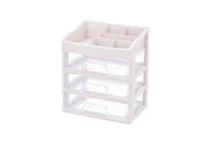 Plastic Desktop Sundry Storage Case 3 Drawers Cosmetic Makeup Organizer Plastic Storage Box with Drawer Lipsticks Holder