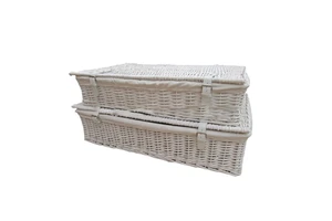 White Wicker Underbed Storage Basket Underbed Box