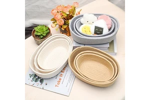 Cotton Thread Woven Small Storage Basket for Desktop Fabric Storage and Miscellaneous Item Organizing