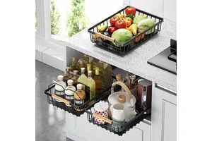Pull Out Cabinet Organizers Under Sink Storage Metal Sliding Drawers Shelves for Kitchen Bathroom Closet Organization