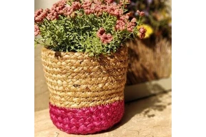 Modern Circle Eco-Friendly Flexible Jute and Dyed Jute Braided Multi-Purpose Storage Basket