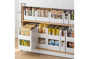 LANZYLO ODM Cabinet ABS Plastic Storage Box Kitchen Supplies Organizer Sink Sundries Storage Basket Desktop Right Angle
