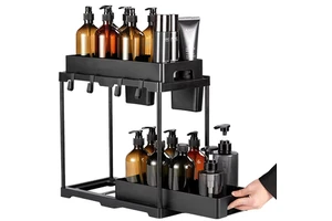 Wholesale Plastic Double Sliding Cabinet Organizer Drawer Standing Type Home and Kitchen Organizers and Storage