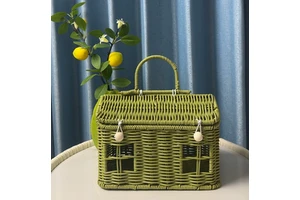 New Creative Kid Woven Storage Basket House Shaped with Handle Rattan Material Wholesale From Vietnam