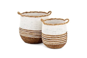 Multi-Purpose Eco-Friendly Rectangle Natural Rattan Jute Yarn Storage Basket Set Decorative Woven Organizer for Home Storage