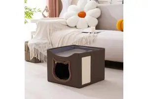 Modern Square Foldable Cat Bunk Bed Fabric Cave Design Multiple Cats Living Room Kitchen/Bathroom Use Durable Kids Furniture