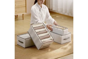 Whosale Foldable Clothing Quilt Closet Storage Organizer Under the Bed PVC&PP Storage Bag with Sturdy Handle, Six Compartments
