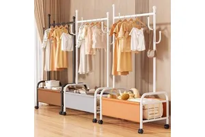 Iron Modern Customizable Space-Saving Durable Freestanding Coat Rack with 6 Hooks for School Hotel Supermarket Mall Use