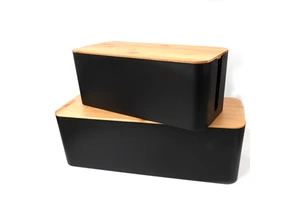 Cable Management Box, Cord Organizer and Cover with Cable Kit - Desk,Environmental protection Bamboo Cover Design