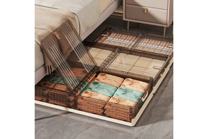 Haogle New Design Space Saving Under-bed Storage Box Plastic Foldable Storage Box With Cover Perfect For Under Bed Use