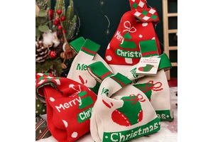 Christmas Knit Textile Packaging Bags Festive Cozy Design for Storage and Organization